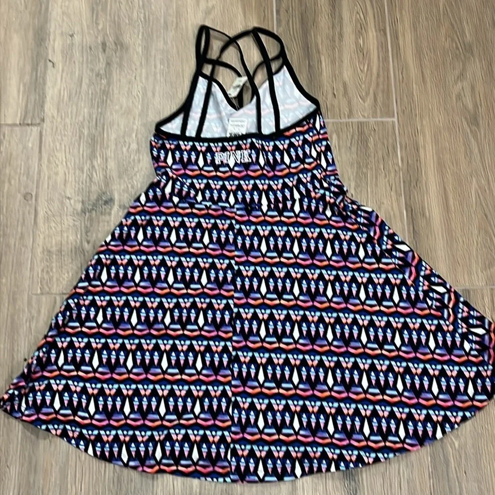 Vintage Y2K Pink Dress Victoria Secret Skater Aztec Print Flowy Mini Midi 90’s